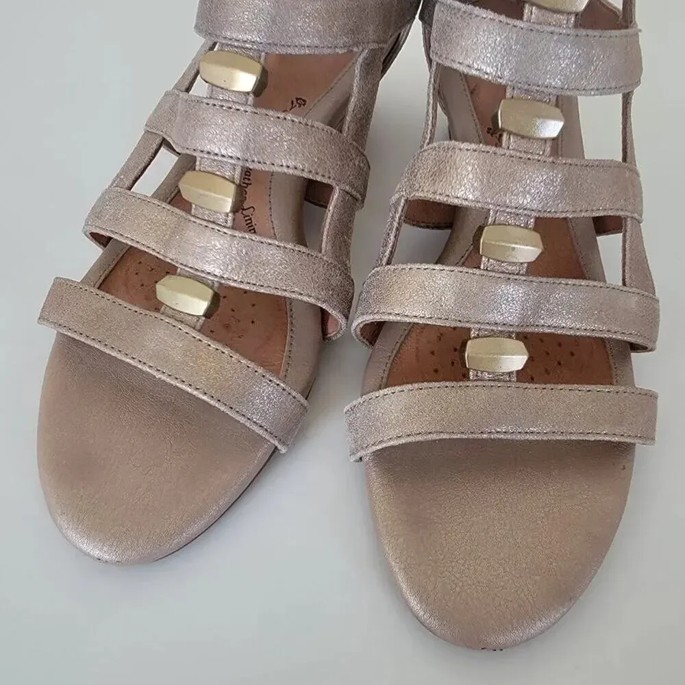 Sofft Gold Leather Strappy Sandals Women Size 9 Comfort Cushioned Gladiator - Picture 7 of 11